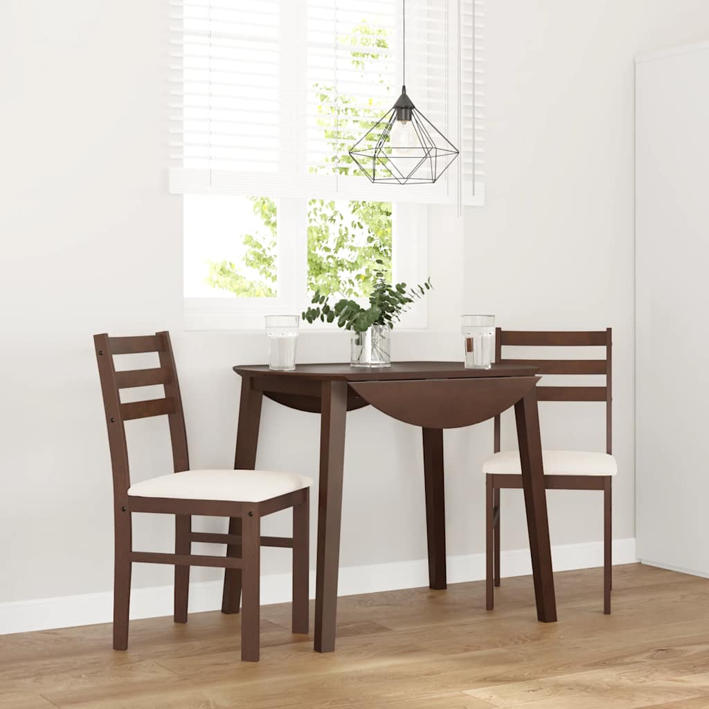 Cadeiras de jantar com almofadões 2 pcs madeira maciça castanho