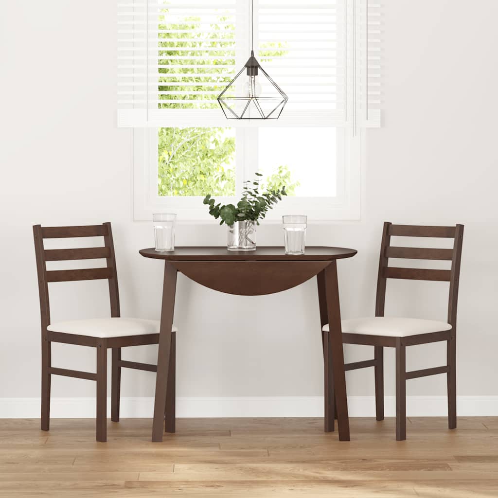 Cadeiras de jantar com almofadões 2 pcs madeira maciça castanho