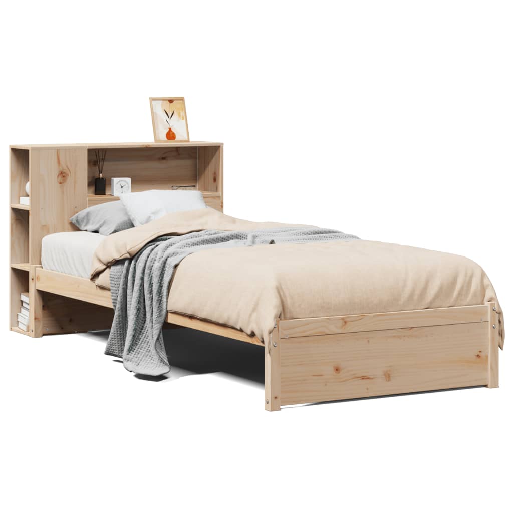 Cama com estante sem colchão 75x190 cm pinho maciço