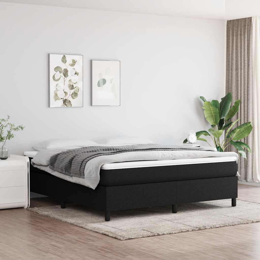 Estrutura de cama com molas 160x200 cm tecido preto