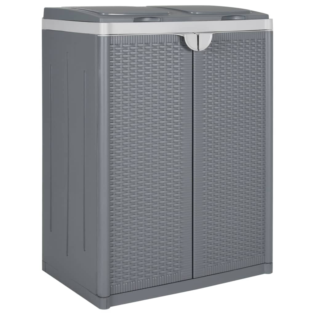 Caixote do lixo com 2 portas 65x45x88 cm PP cinzento