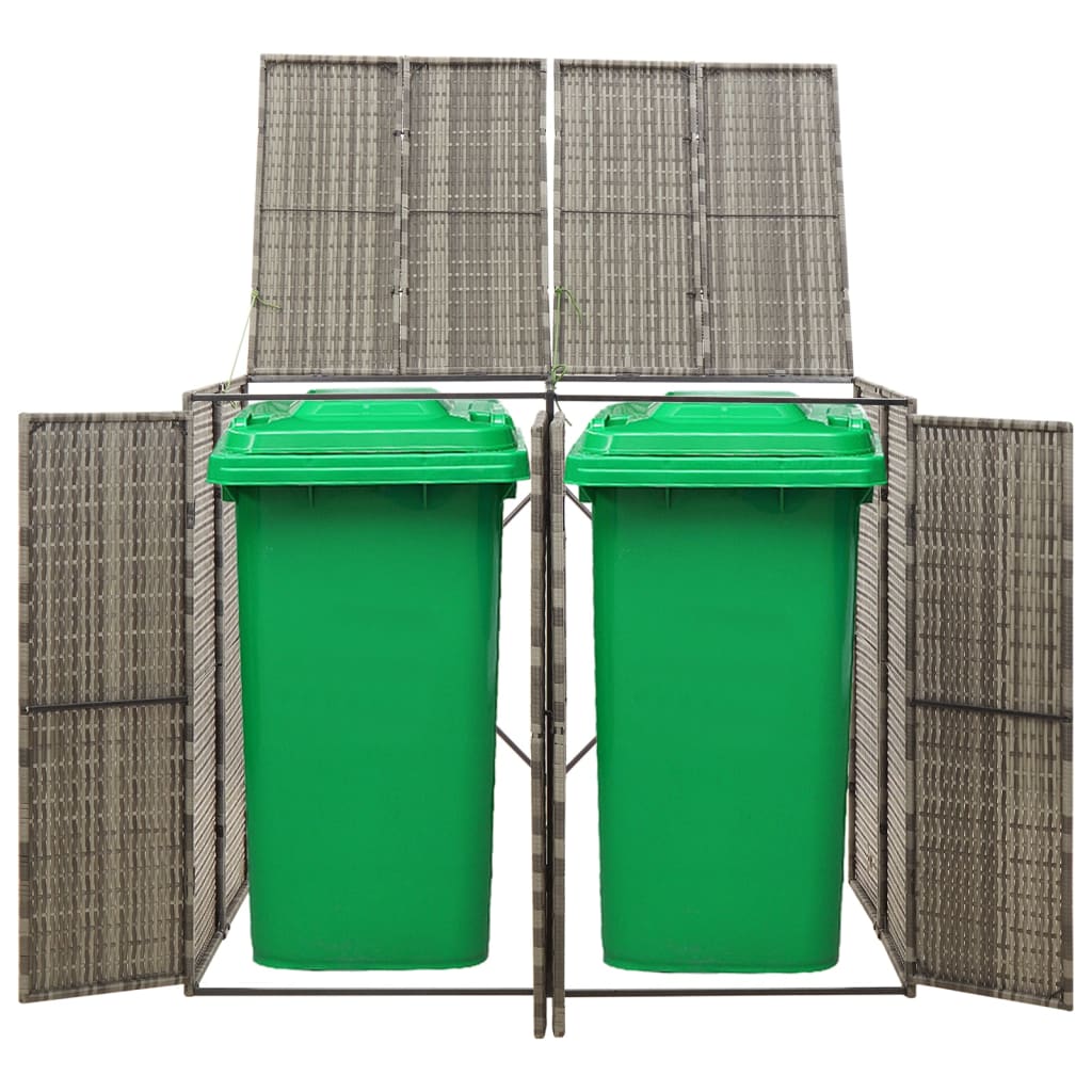 Unidade dupla p/ caixotes do lixo 140x80x117 vime PE cinza