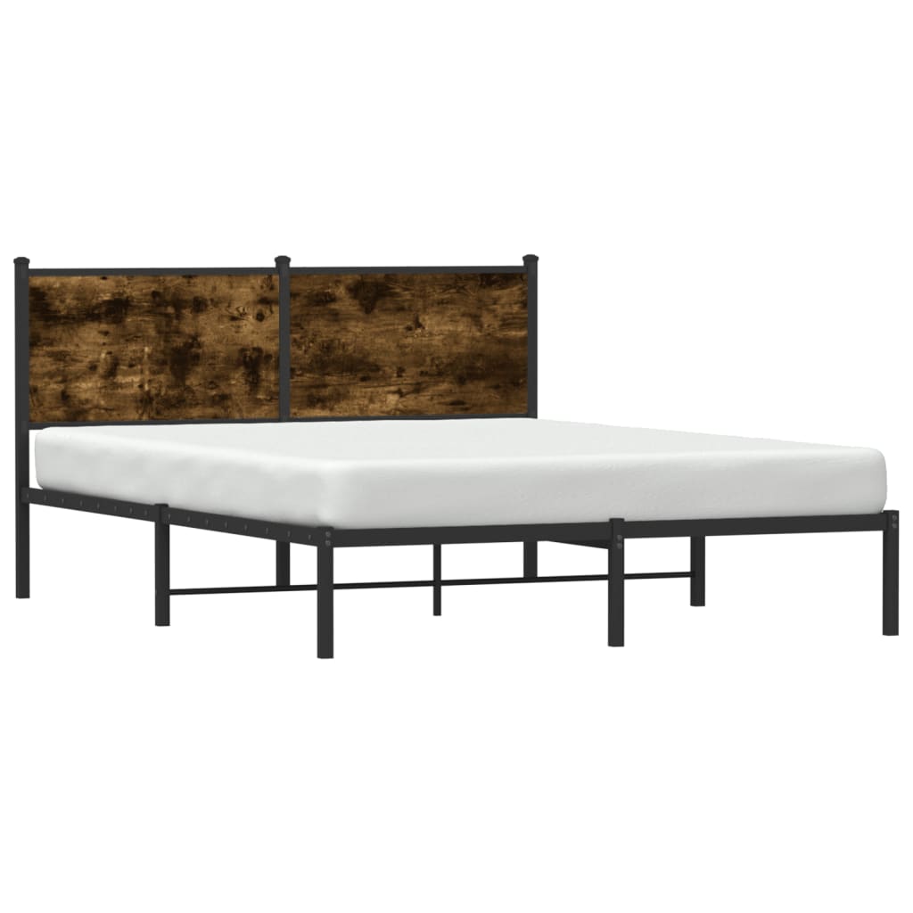 Estrutura de cama sem colchão 140x190 cm metal carvalho fumado
