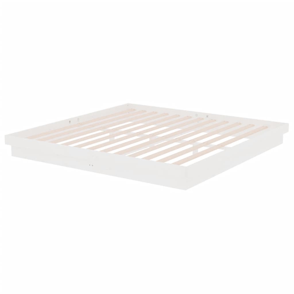 Estrutura de cama 200x200 cm madeira maciça branco