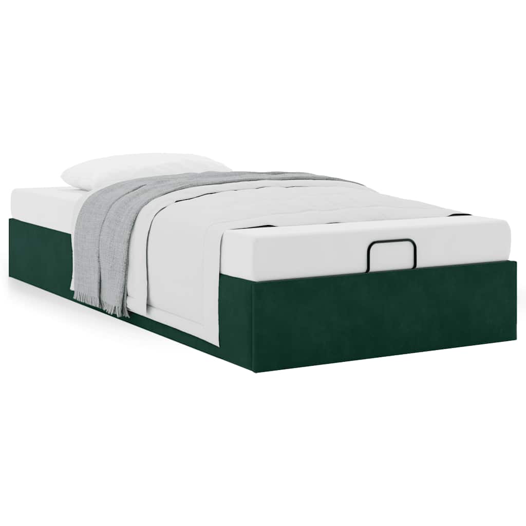 Ottoman bed frame sem colchão verde escuro 90x190 cm veludo