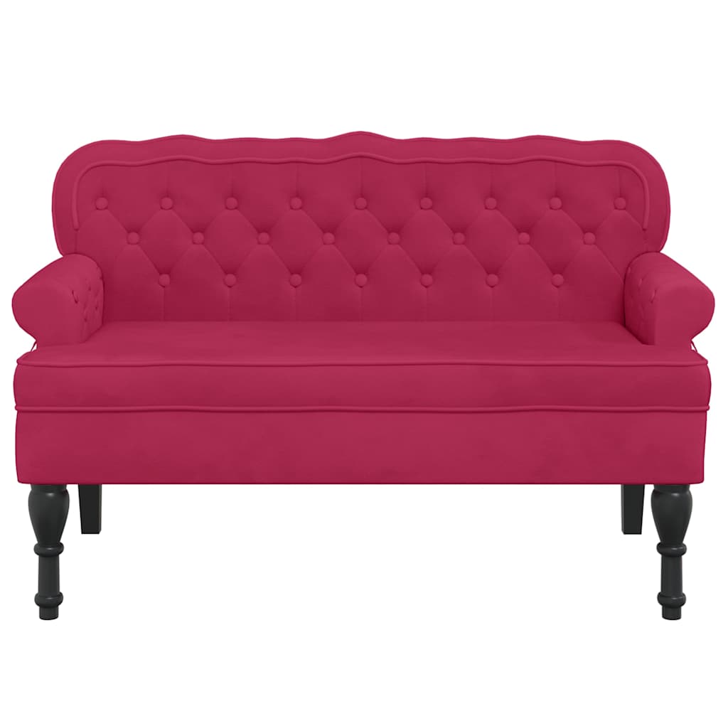 Banco com encosto 119,5x64,5x75 cm veludo vermelho tinto