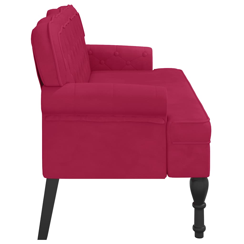 Banco com encosto 119,5x64,5x75 cm veludo vermelho tinto