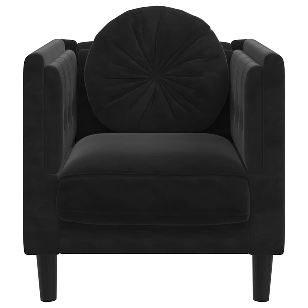 Poltrona com almofadão veludo preto