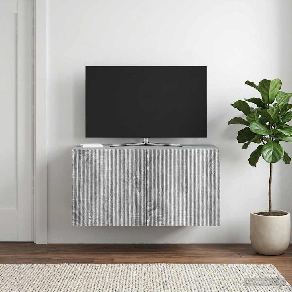 Gabinete de TV de parede sonoma cinzento 59,5 x 31 x 30 cm