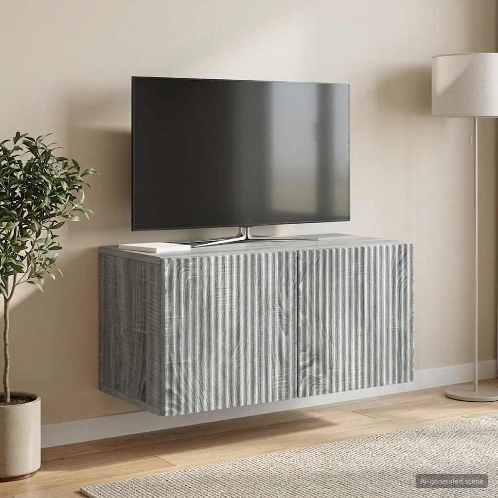 Gabinete de TV de parede sonoma cinzento 59,5 x 31 x 30 cm