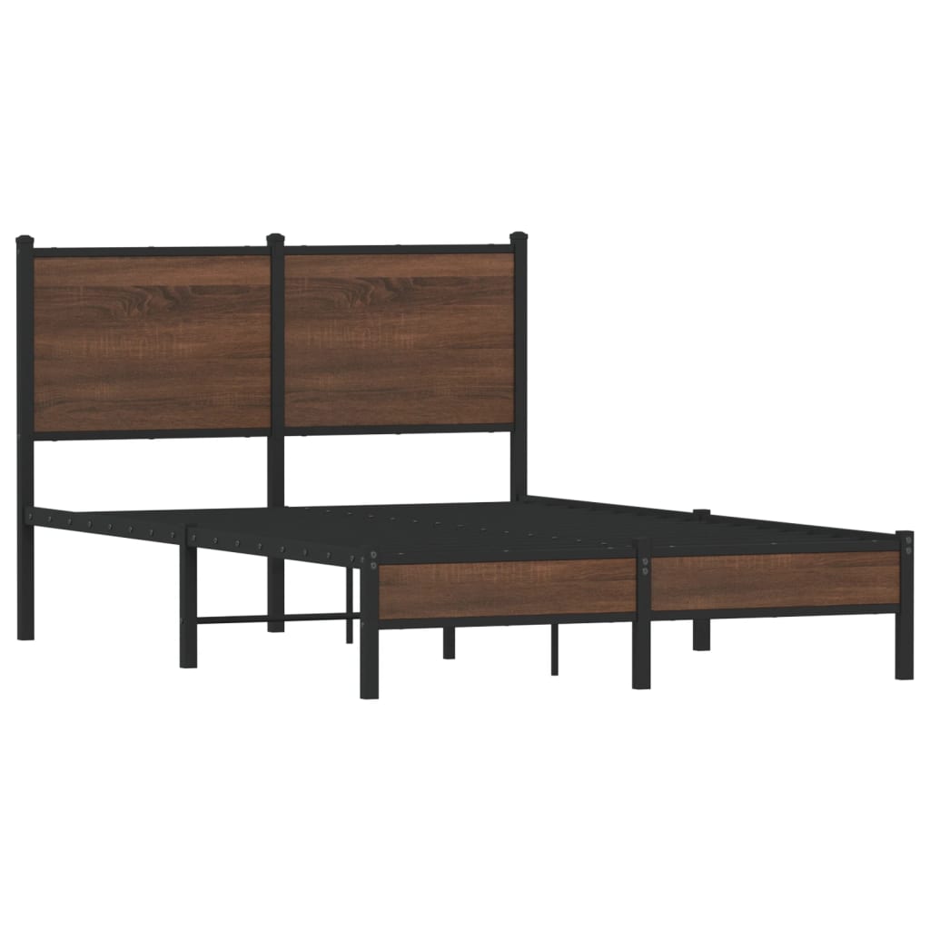 Estrutura de cama sem colchão 120x200cm metal carvalho castanho