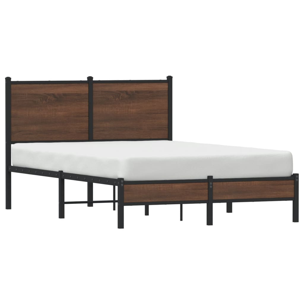 Estrutura de cama sem colchão 120x200cm metal carvalho castanho