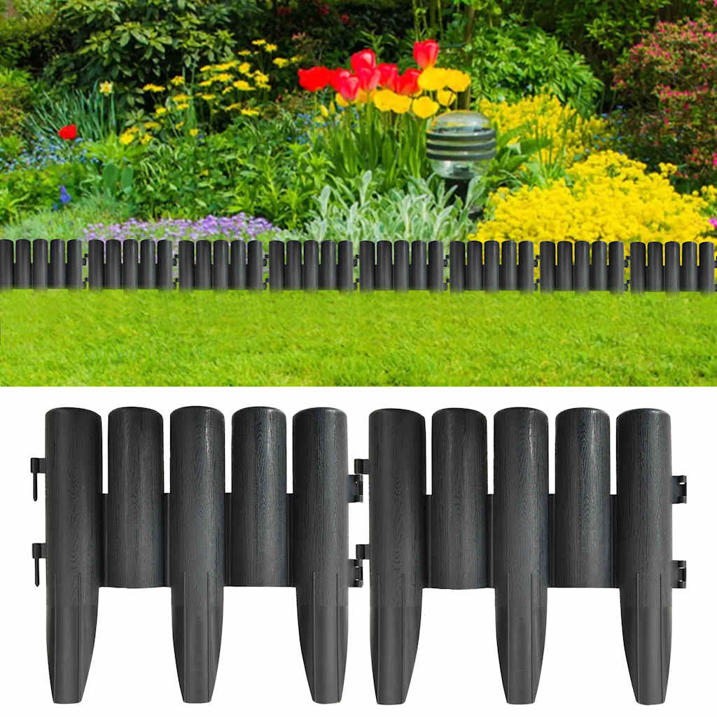 Bordas de relvado 36 pcs 10 m PP antracite