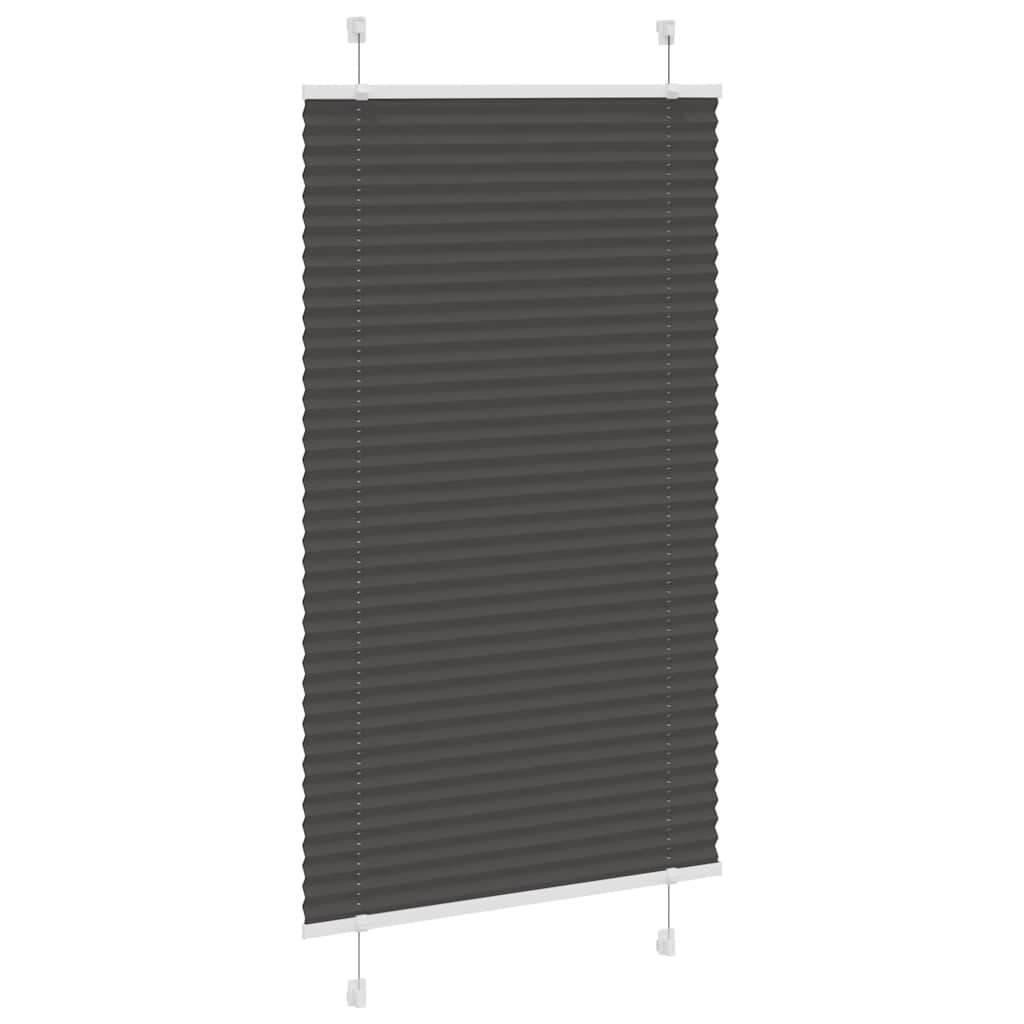Preto plissada cega 80x100 cm largura tecido 79,4 cm poliéster