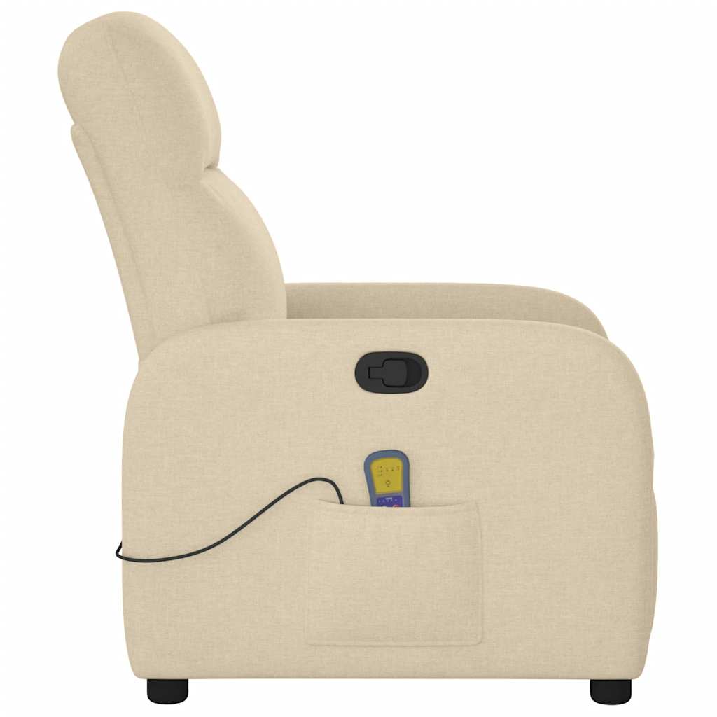 Poltrona de massagens reclinável tecido cor creme