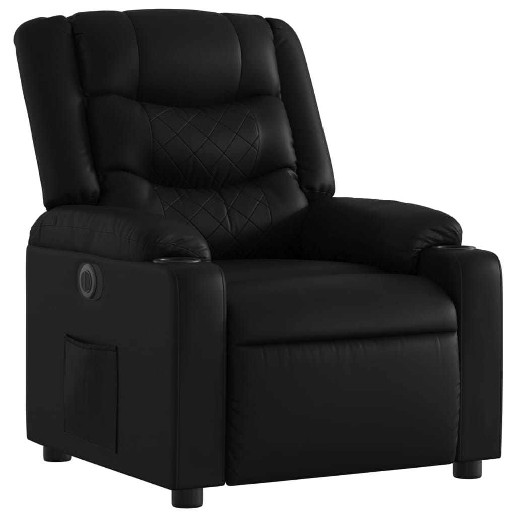 Poltrona reclinável elétrica couro artificial preto
