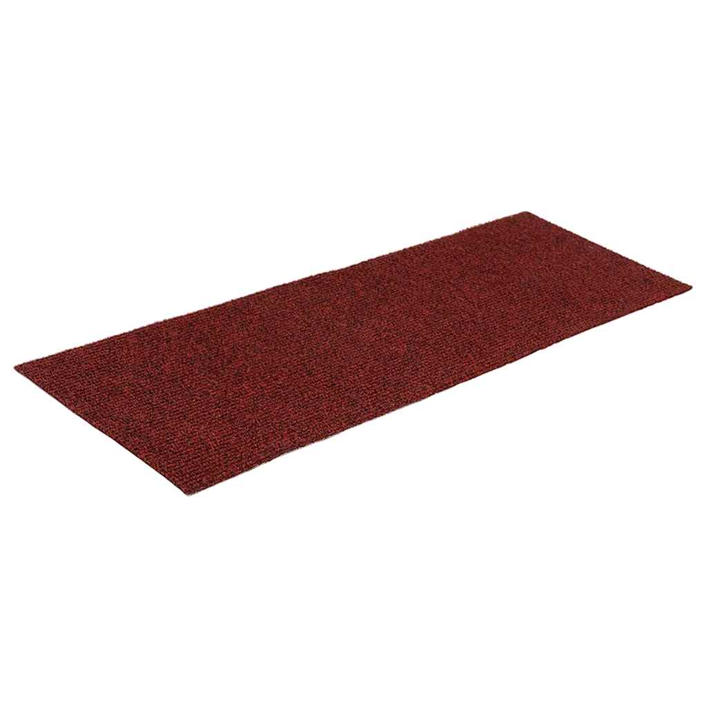 Tapetes de escada autoadesivos 15 peças 60x25 cm vermelho bordô retangular