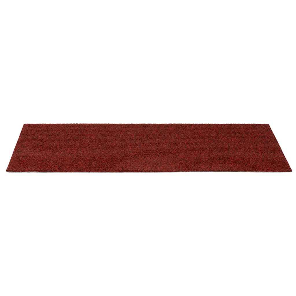 Tapetes de escada autoadesivos 15 peças 60x25 cm vermelho bordô retangular