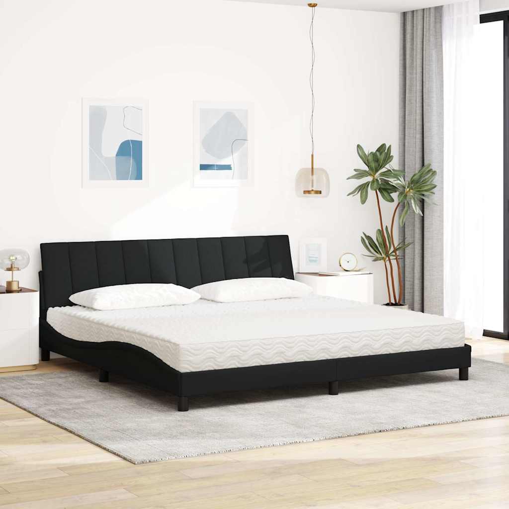 Cama com colchão hanko 200x200 cm tecido preto