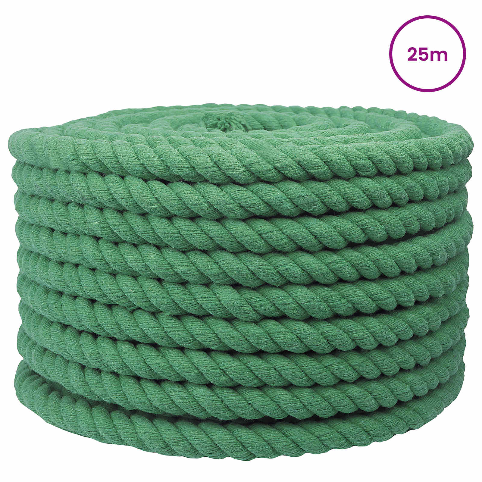 Corda de algodão 16 mm 25 m verde 100% algodão