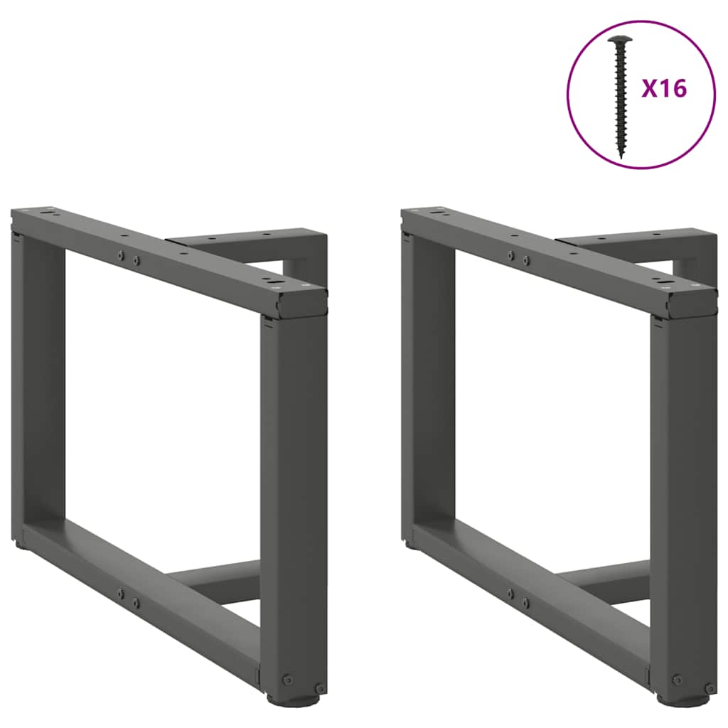 Pés para mesa de centro em forma de t, 2 peças, antracite, 60x25x(42-43) cm, aço