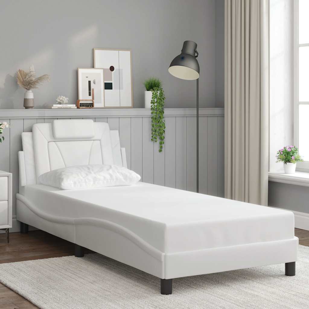 Estrutura de cama viana sem colchão 90x200 cm couro artificial branco