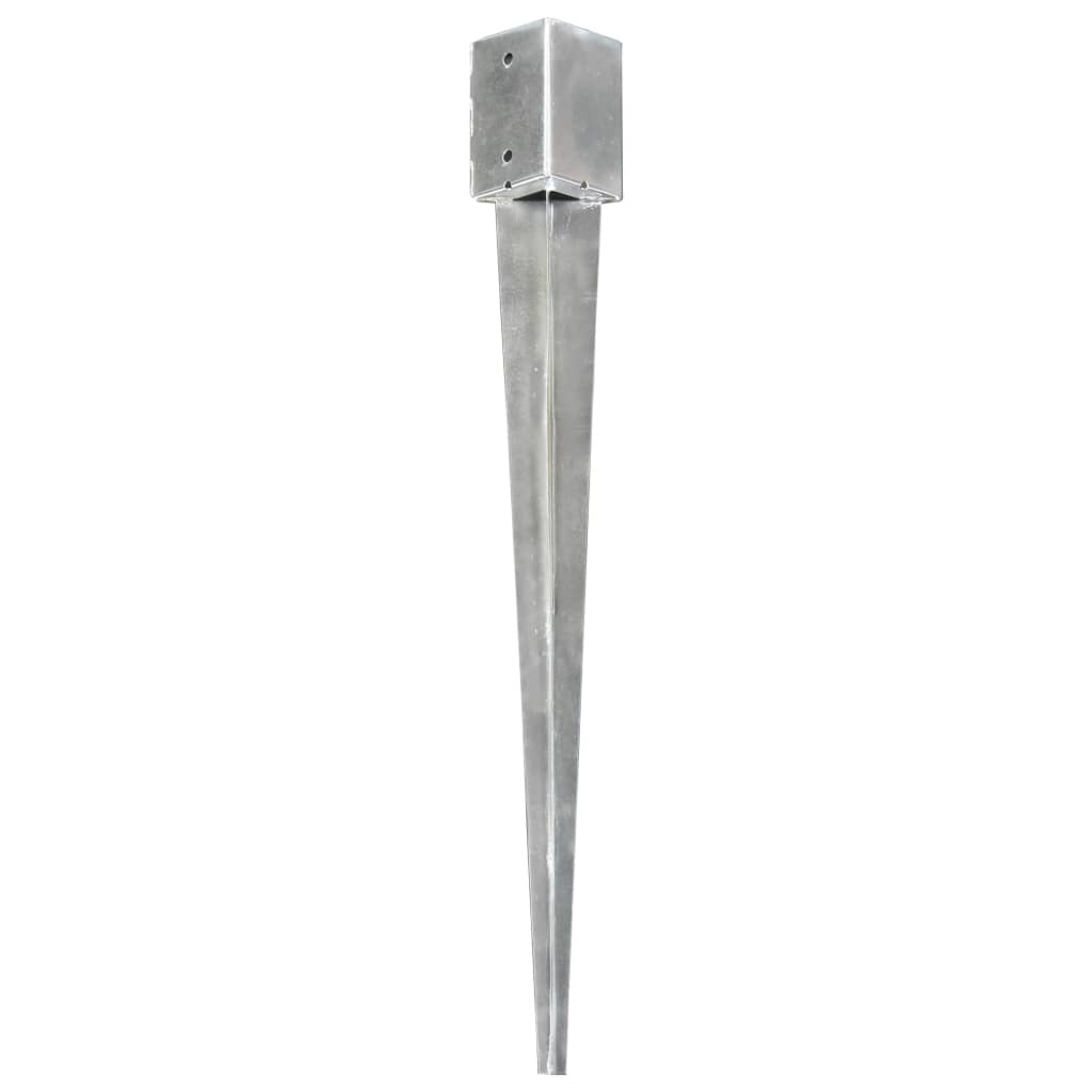 Estacas de enterrar 12 pcs 9x9x90 cm aço galvanizado prateado