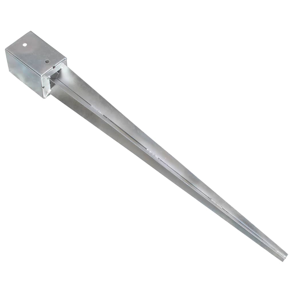 Estacas de enterrar 12 pcs 9x9x90 cm aço galvanizado prateado
