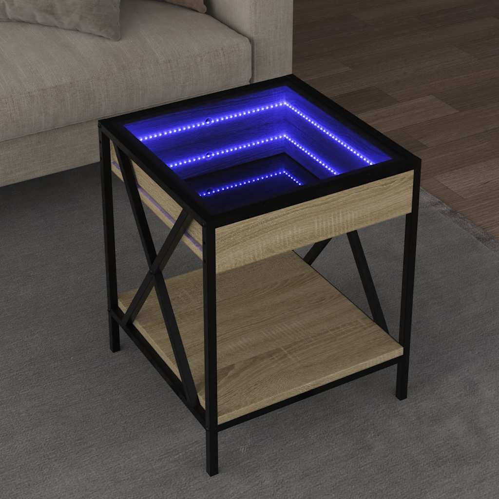 Mesa de centro luzes LED infinity 40x40x49 cm carvalho sonoma