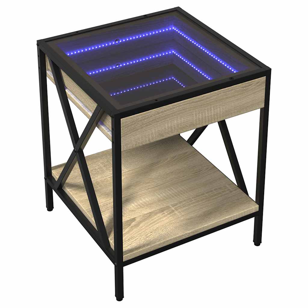 Mesa de centro luzes LED infinity 40x40x49 cm carvalho sonoma