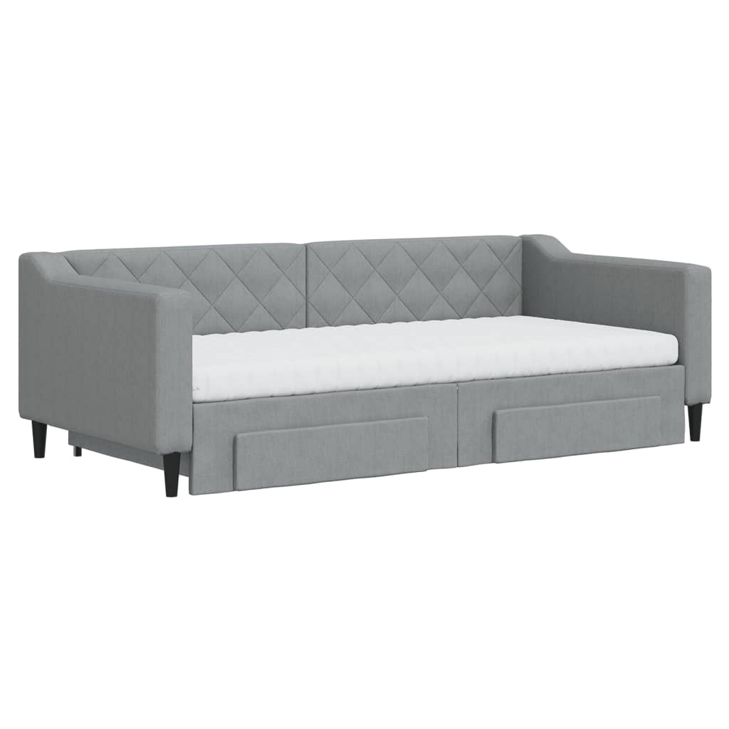 Sofá-cama c/ gavetão e gavetas 90x190 cm tecido cinzento-claro