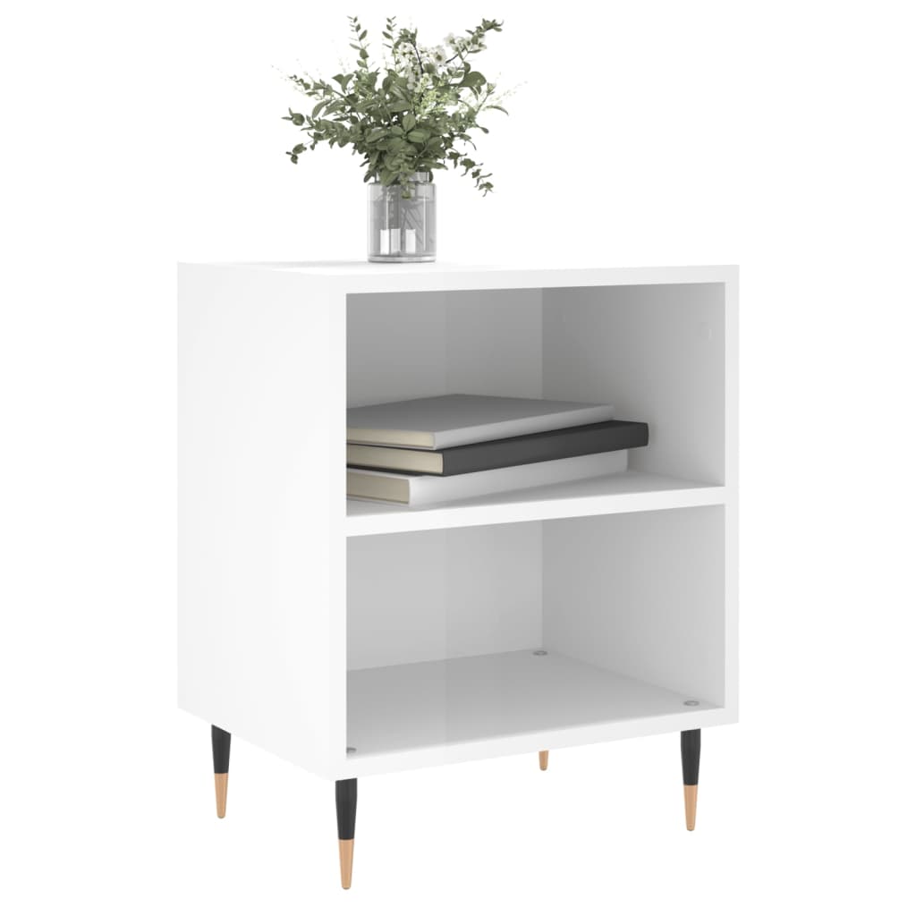 Mesas cabeceira 2pcs derivados de madeira branco brilhante