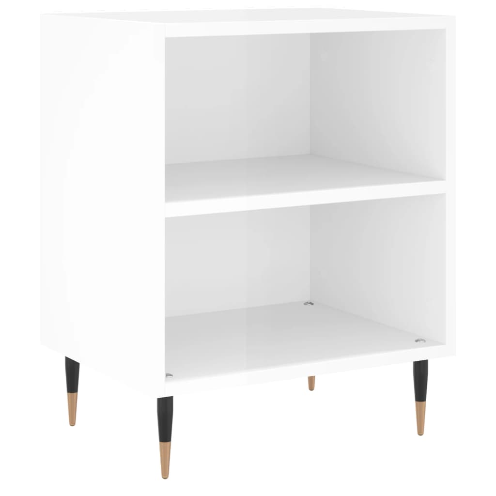 Mesas cabeceira 2pcs derivados de madeira branco brilhante