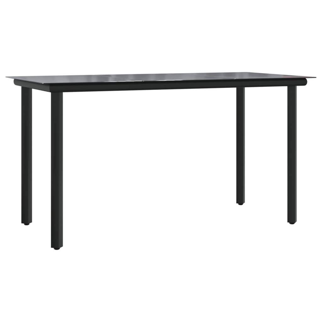 7 Pcs conjunto de jantar para jardim aço e textilene preto