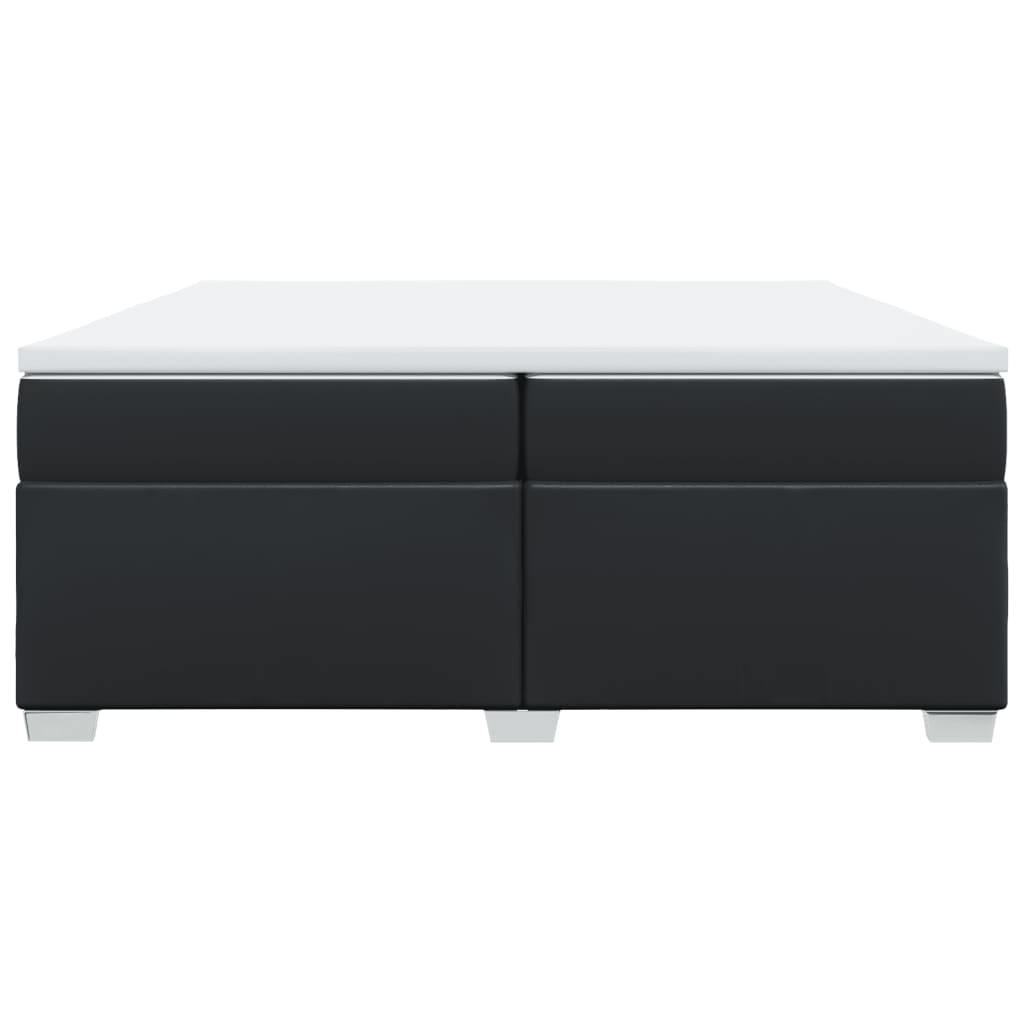 Cama com molas/colchão 200x200 cm couro artificial preto