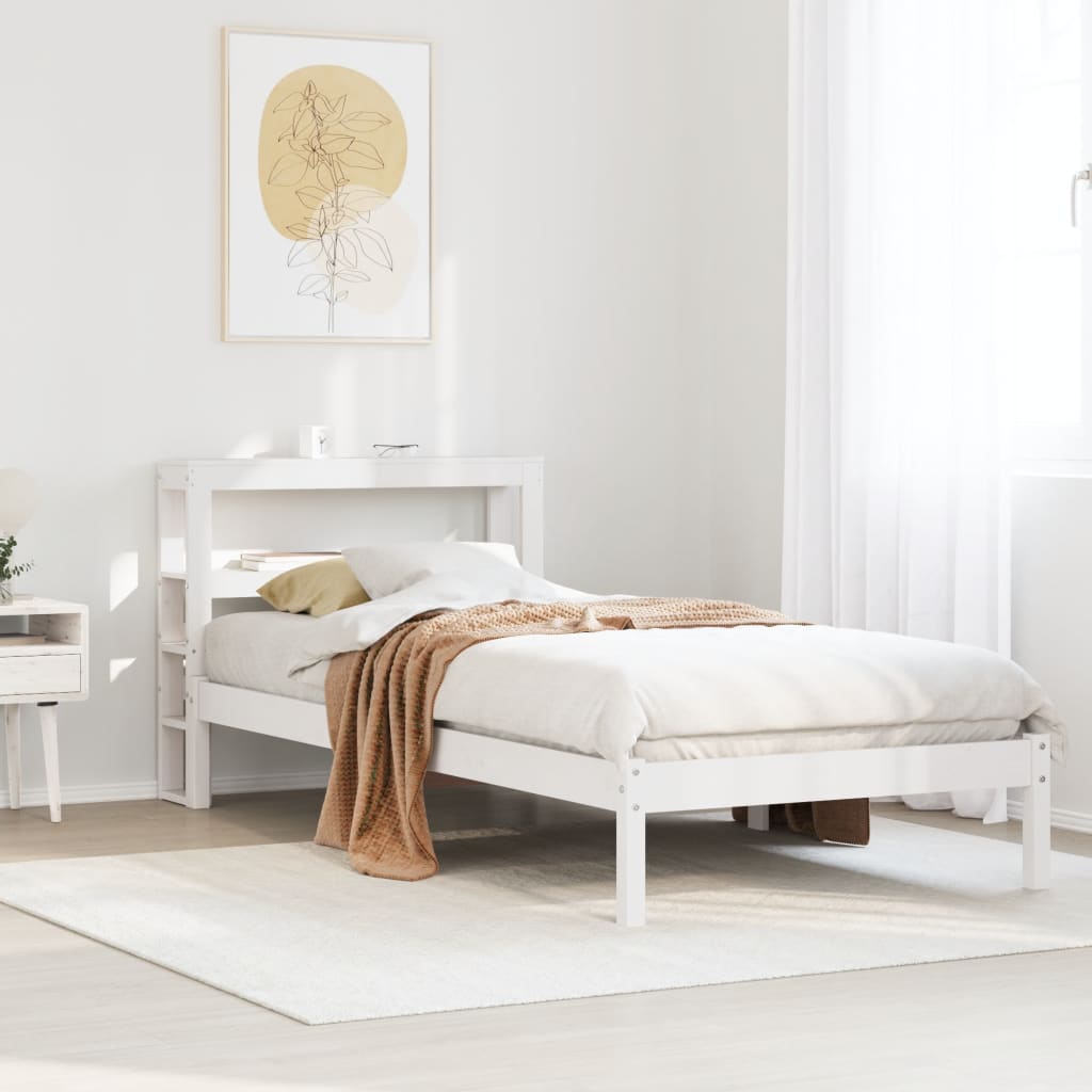 Cama sem colchão 75x190 cm madeira de pinho maciça branco