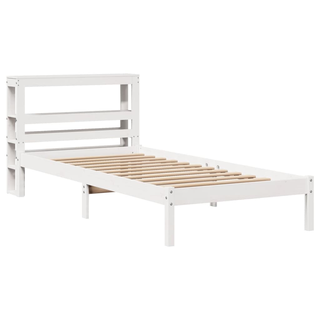 Cama sem colchão 75x190 cm madeira de pinho maciça branco