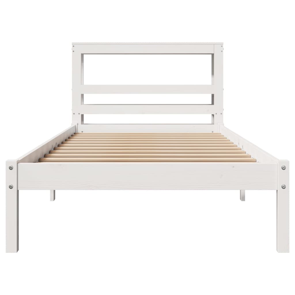 Cama sem colchão 75x190 cm madeira de pinho maciça branco