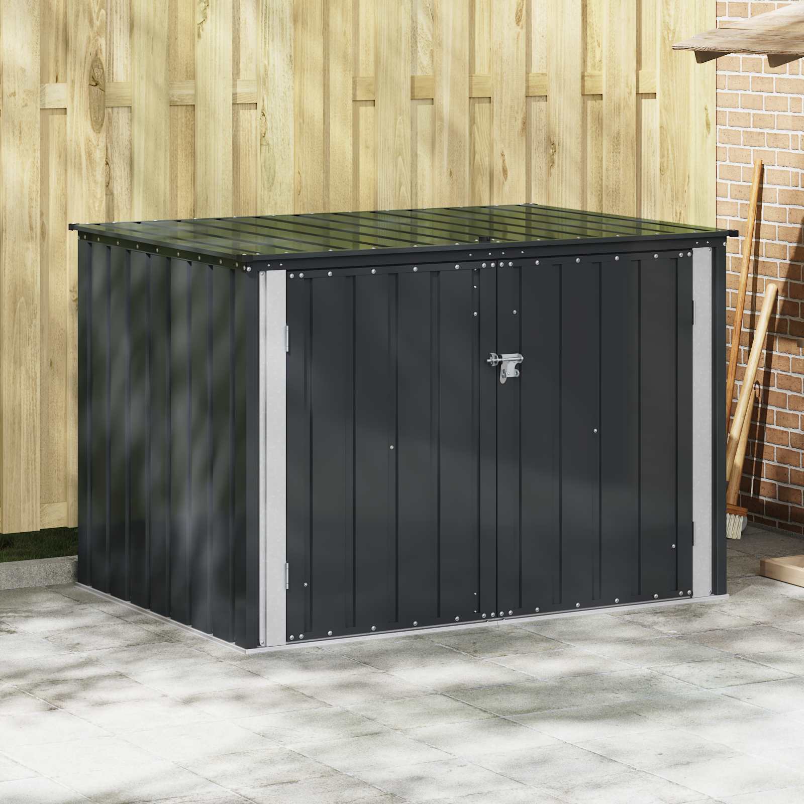 Caixa de armazenamento para jardim preto 151,5 x 107 x 100 cm