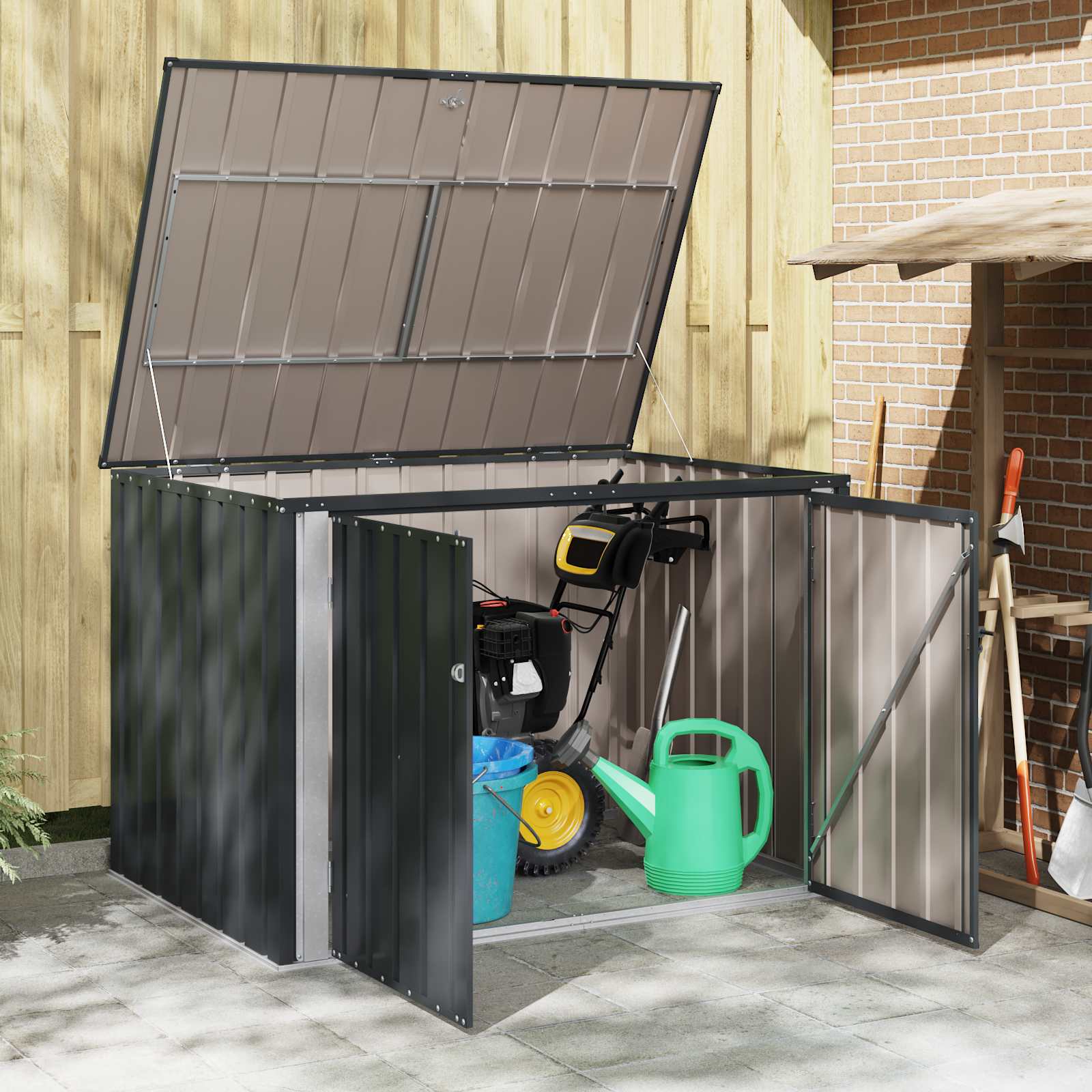 Caixa de armazenamento para jardim preto 151,5 x 107 x 100 cm