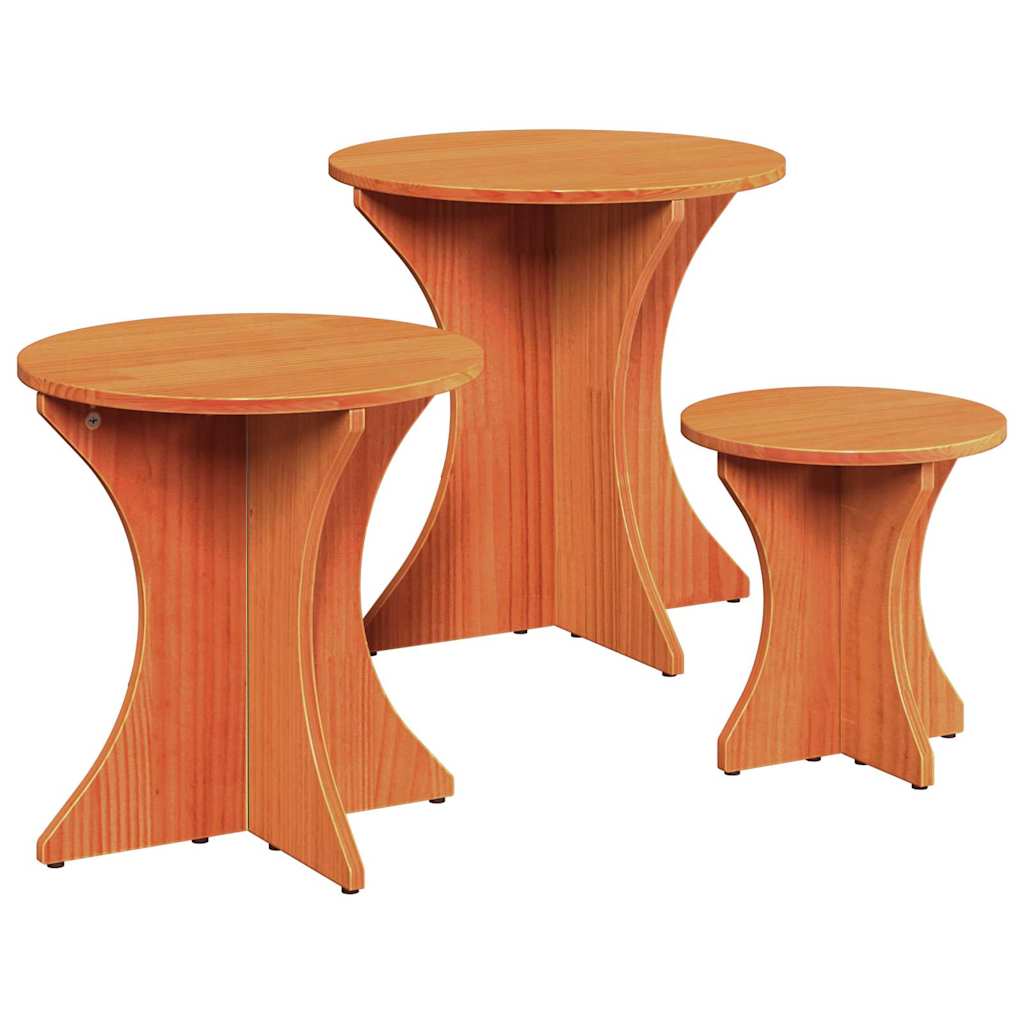 Mesa de centro 3 unid. marrom cera 46 x 46 x 47 cm