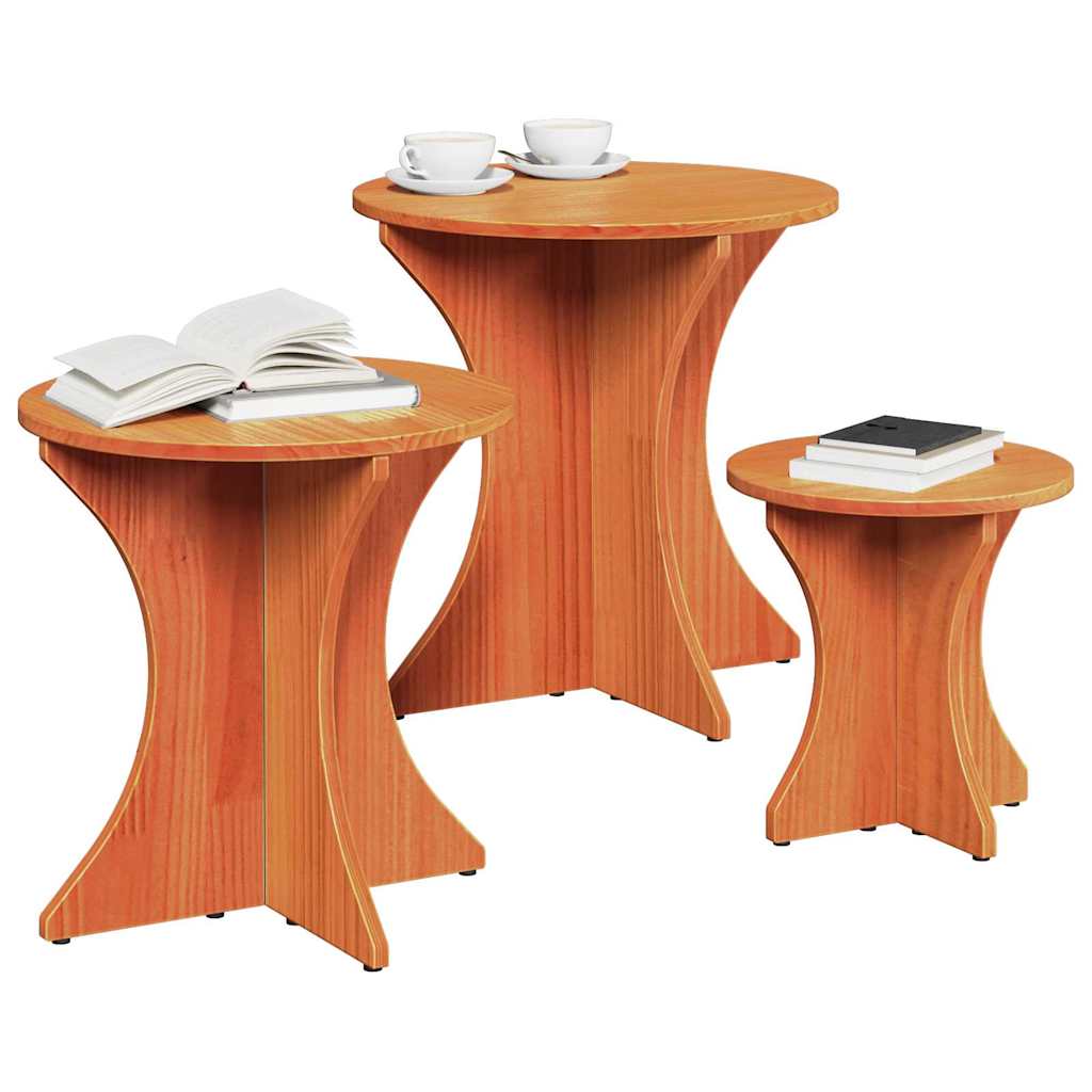 Mesa de centro 3 unid. marrom cera 46 x 46 x 47 cm