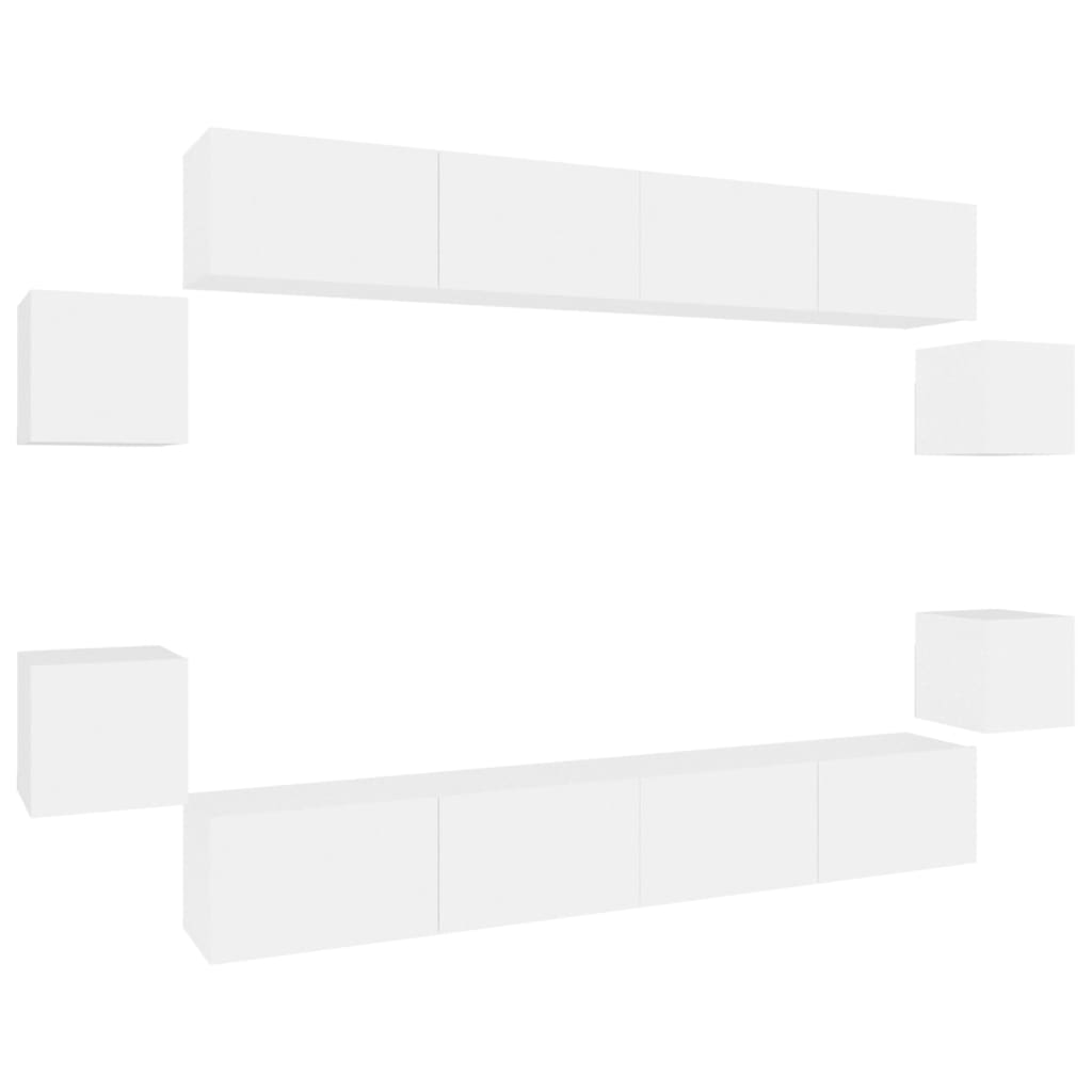 Conjunto móveis de TV 8 pcs madeira processada branco