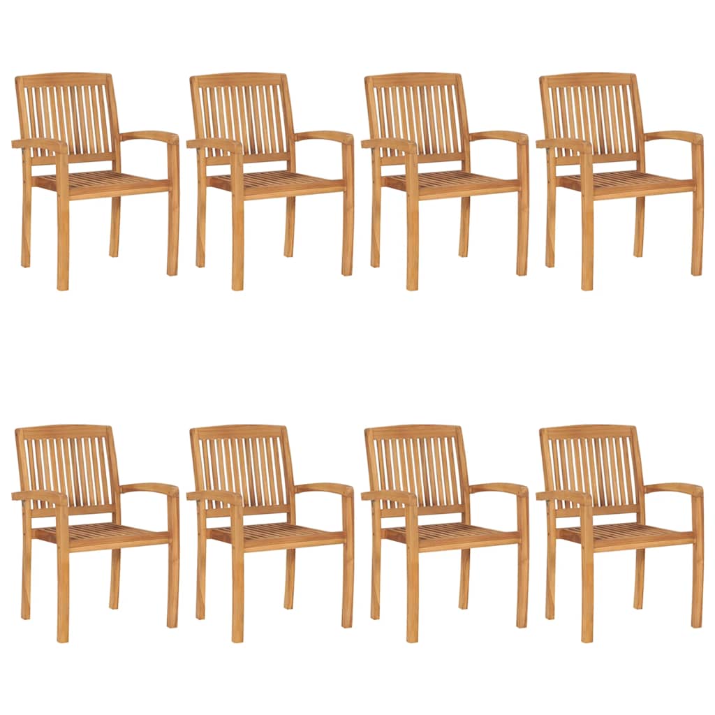 Cadeiras de jardim empiháveis c/ almofadões 8 pcs teca maciça