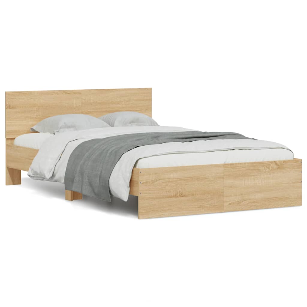 Estrutura cama c/ cabeceira/luzes LED 120x190cm carvalho sonoma