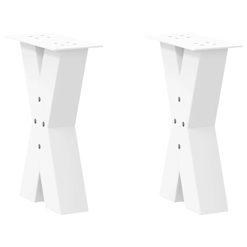 Pés para mesa de centro em formato de x, 2 peças, branco, 28x(42-43) cm, aço