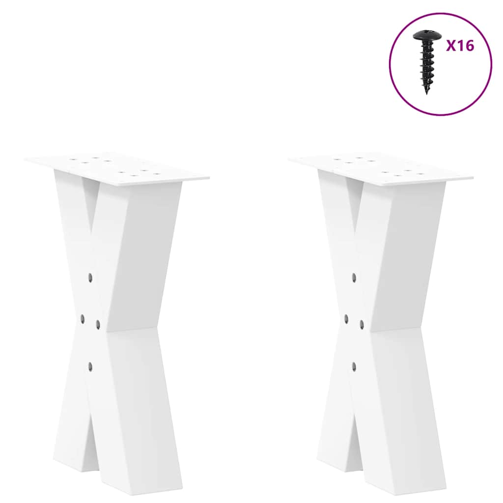 Pés para mesa de centro em formato de x, 2 peças, branco, 28x(42-43) cm, aço