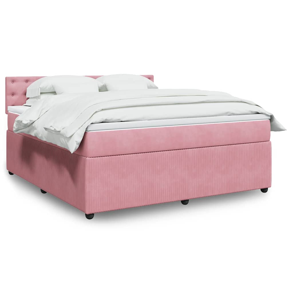 Cama com molas/colchão 180x200 cm veludo rosa