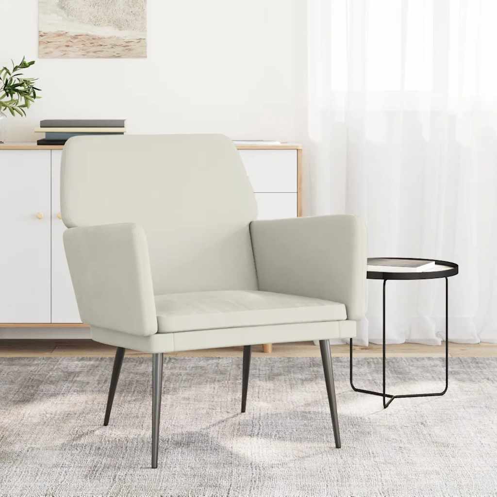Cadeira c/ apoio de braços 62x79x79 cm veludo cor creme