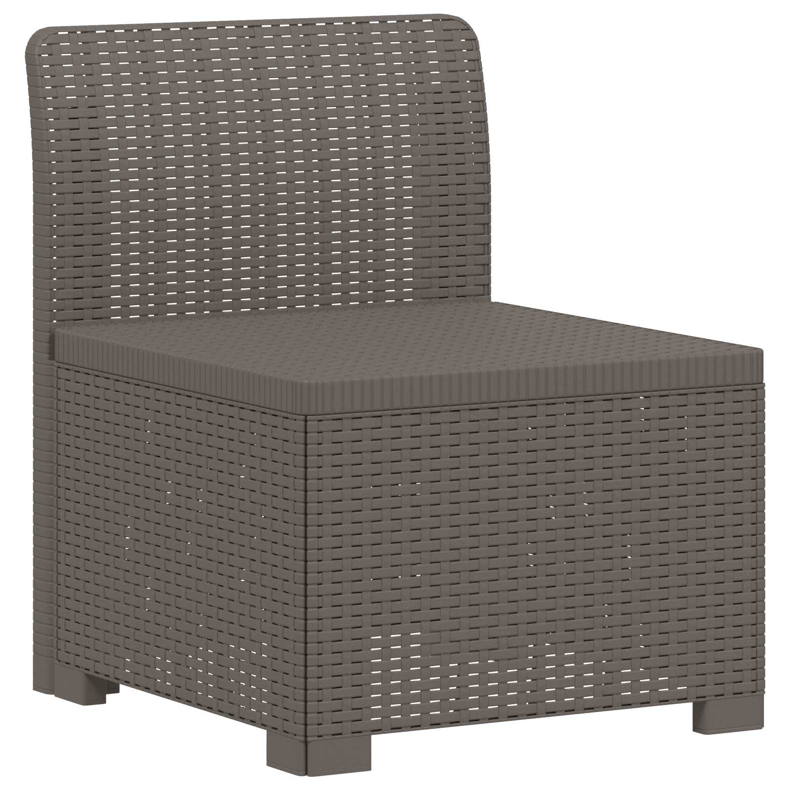 Sofá de jardim 1 lugar look rattan PP cinzento-claro